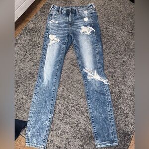 American Eagle Outfitters Ripped Blue Skinny Jeans